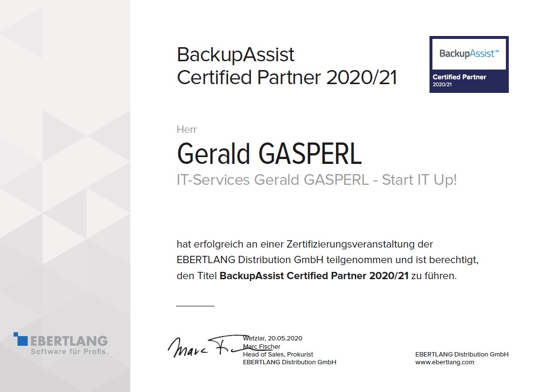 BackupAssist Certified Partner 2020/21